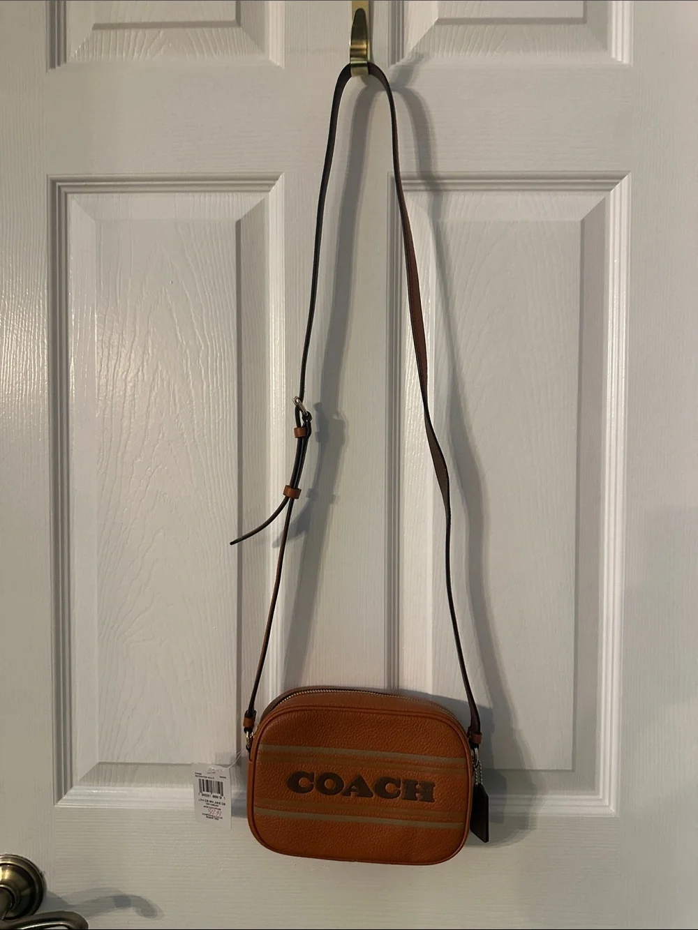Coach Brown Pebbled Leather Crossbody Mini Camera Bag